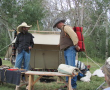 David Wescott (right) giving a lesson on Blanket Tech with Steve Watts.  Rabbitstick 2011.